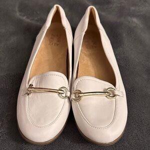 Naturalizer White Loafers with Metallic Accent